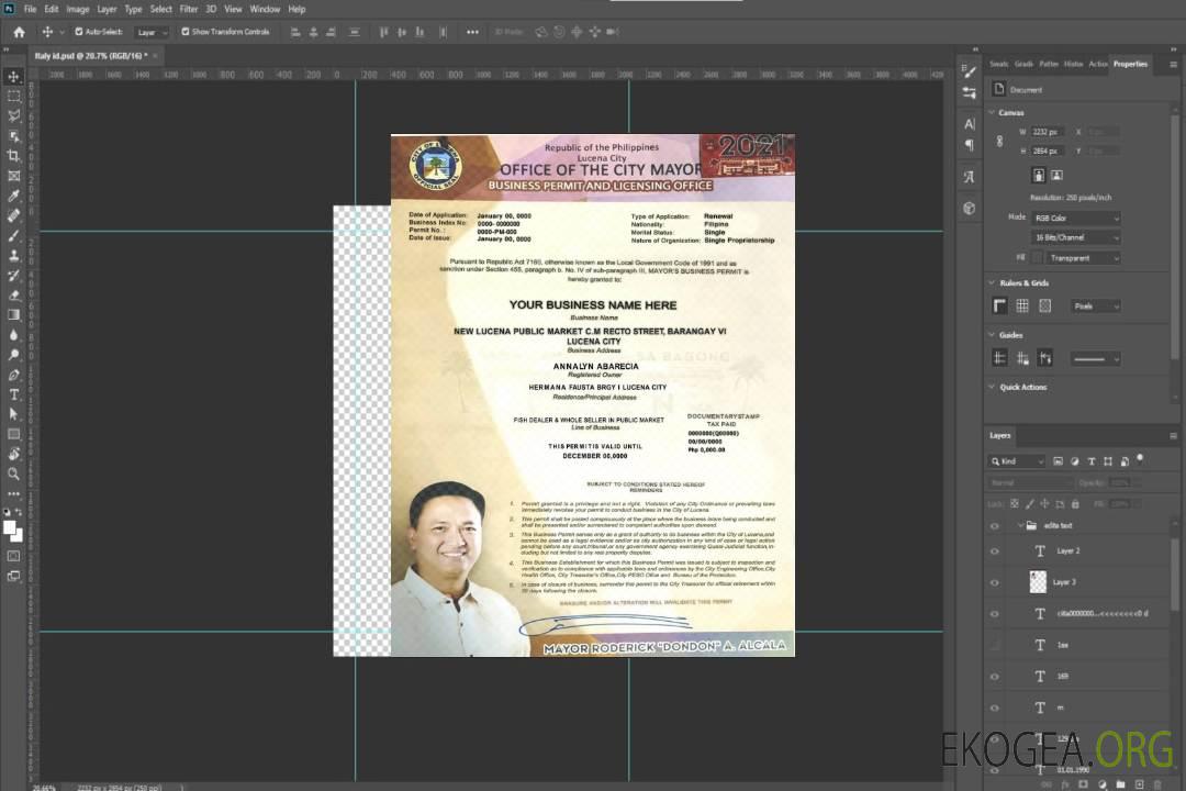 Modèle de certificat d'entrepreneur privé de la ville de Lucena aux Philippines au format PSD template Modèle de certificat d'entrepreneur privé de la ville de Lucena aux Philippines au format PSD template
